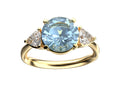 Star K Three 3 Stone 8mm Round Genuine Sky Blue Topaz Trillion Engagement Promise Comfort fit Ring