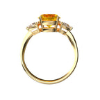 Star K Three 3 Stone 8mm Round Genuine Citrine Trillion Engagement Promise Comfort fit Ring