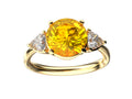 Star K Three 3 Stone 8mm Round Genuine Citrine Trillion Engagement Promise Comfort fit Ring
