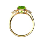 Star K Three 3 Stone 8mm Round Genuine Peridot Trillion Engagement Promise Comfort fit Ring