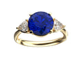 Star K Three 3 Stone 8mm Round Created Sapphire Trillion Engagement Promise Comfort fit Ring