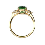 Star K Three 3 Stone 8mm Round Simulated Emerald Trillion Engagement Promise Comfort fit Ring