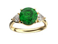 Star K Three 3 Stone 8mm Round Simulated Emerald Trillion Engagement Promise Comfort fit Ring