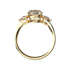 Star K Three 3 Stone 8mm Round Genuine White Topaz Trillion Engagement Promise Comfort fit Ring