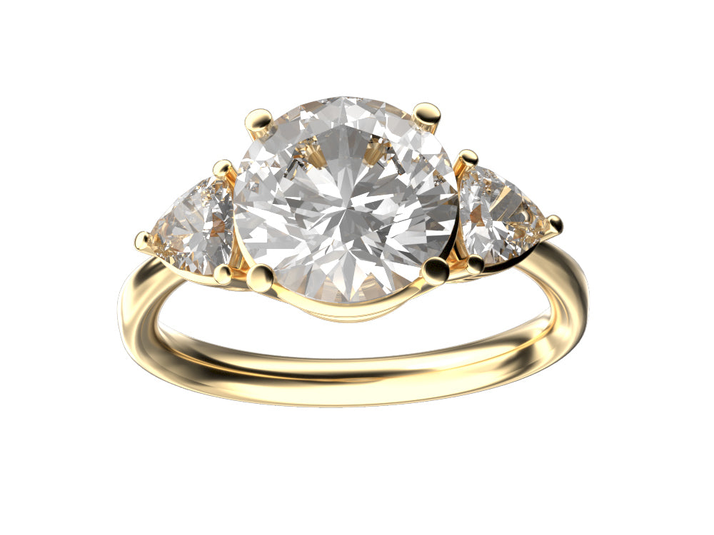 Star K Three 3 Stone 8mm Round Genuine White Topaz Trillion Engagement Promise Comfort fit Ring