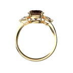 Star K Three 3 Stone 8mm Round Genuine Smoky Quartz Trillion Engagement Promise Comfort fit Ring