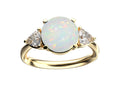 Star K Three 3 Stone 8mm Round Genuine Opal Trillion Engagement Promise Comfort fit Ring
