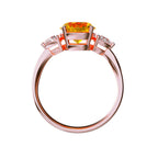 Star K Three 3 Stone 8mm Round Genuine Citrine Trillion Engagement Promise Comfort fit Ring