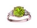 Star K Three 3 Stone 8mm Round Genuine Peridot Trillion Engagement Promise Comfort fit Ring