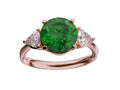 Star K Three 3 Stone 8mm Round Simulated Emerald Trillion Engagement Promise Comfort fit Ring