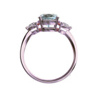 Star K Three 3 Stone 8mm Round Genuine Sky Blue Topaz Trillion Engagement Promise Comfort fit Ring