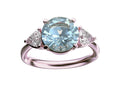 Star K Three 3 Stone 8mm Round Genuine Sky Blue Topaz Trillion Engagement Promise Comfort fit Ring