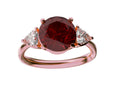 Star K Three 3 Stone 8mm Round Genuine Garnet Trillion Engagement Promise Comfort fit Ring
