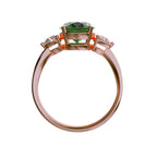 Star K Three 3 Stone 8mm Round Simulated Emerald Trillion Engagement Promise Comfort fit Ring