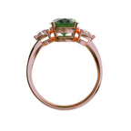 Star K Three 3 Stone 8mm Round Rainbow Mystic Topaz Trillion Engagement Promise Comfort fit Ring