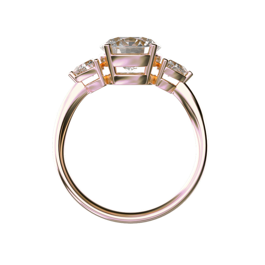 Star K Three 3 Stone 8mm Round Genuine White Topaz Trillion Engagement Promise Comfort fit Ring