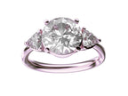 Star K Three 3 Stone 8mm Round Genuine White Topaz Trillion Engagement Promise Comfort fit Ring