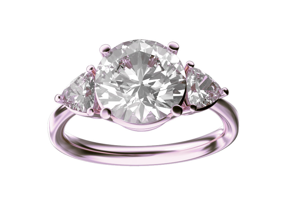 Star K Three 3 Stone 8mm Round Genuine White Topaz Trillion Engagement Promise Comfort fit Ring