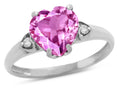 Star K Heart Shaped 8mm Created Pink Sapphire Engagement Promise Wedding Ring