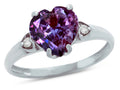Star K Heart Shaped 8mm Simulated Alexandrite Engagement Promise Wedding Ring