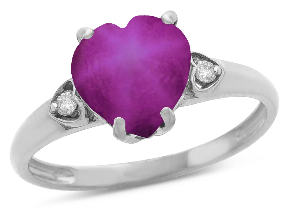 Star K Heart Shaped 8mm Created Star Ruby Engagement Promise Wedding Ring