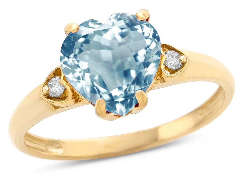 Star K Heart Shaped 8mm Genuine Sky Blue Topaz Engagement Promise Wedding Ring