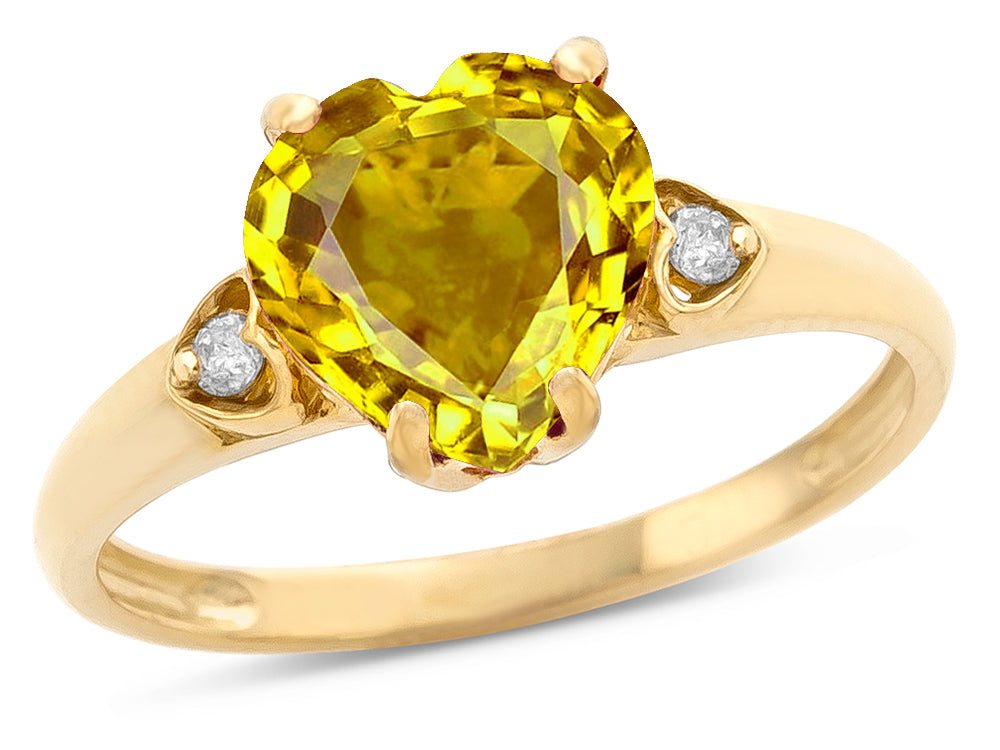Star K Heart Shaped 8mm Genuine Citrine Engagement Promise Wedding Ring