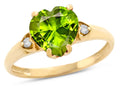 Star K Heart Shaped 8mm Genuine Peridot Engagement Promise Wedding Ring