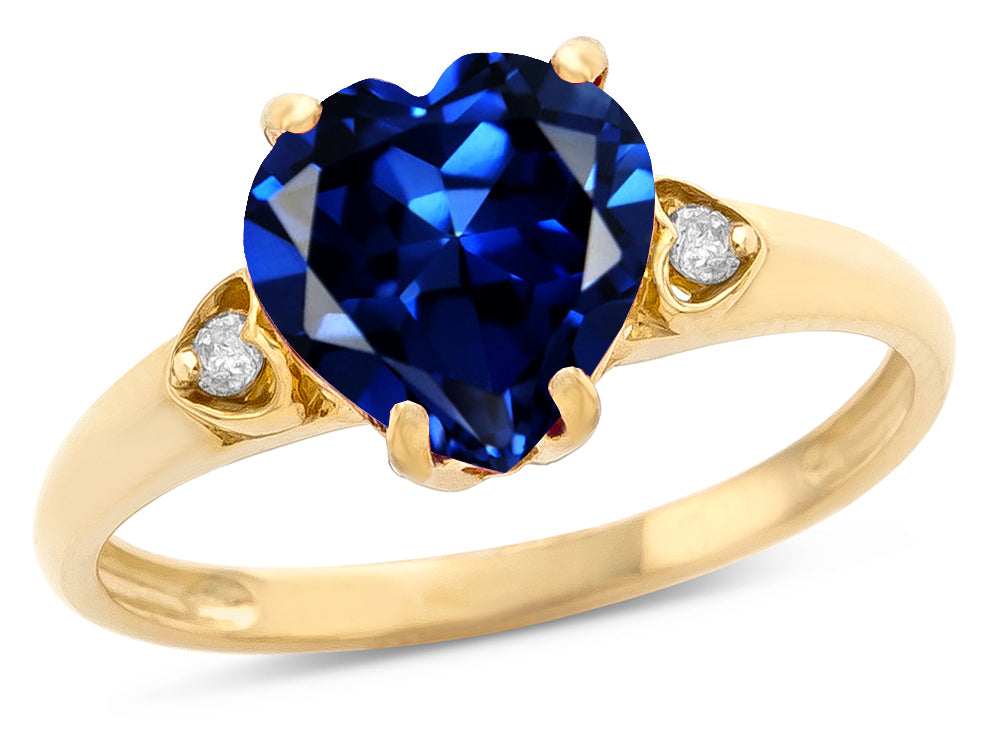 Star K Heart Shaped 8mm Created Sapphire Engagement Promise Wedding Ring