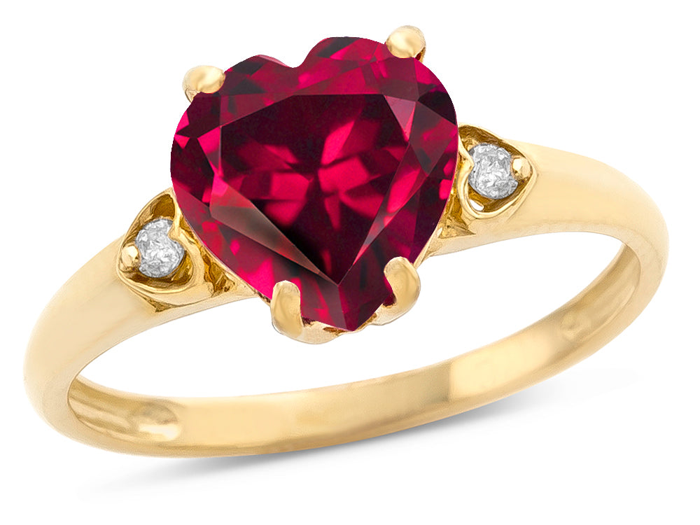 Star K Heart Shaped 8mm Created Ruby Engagement Promise Wedding Ring