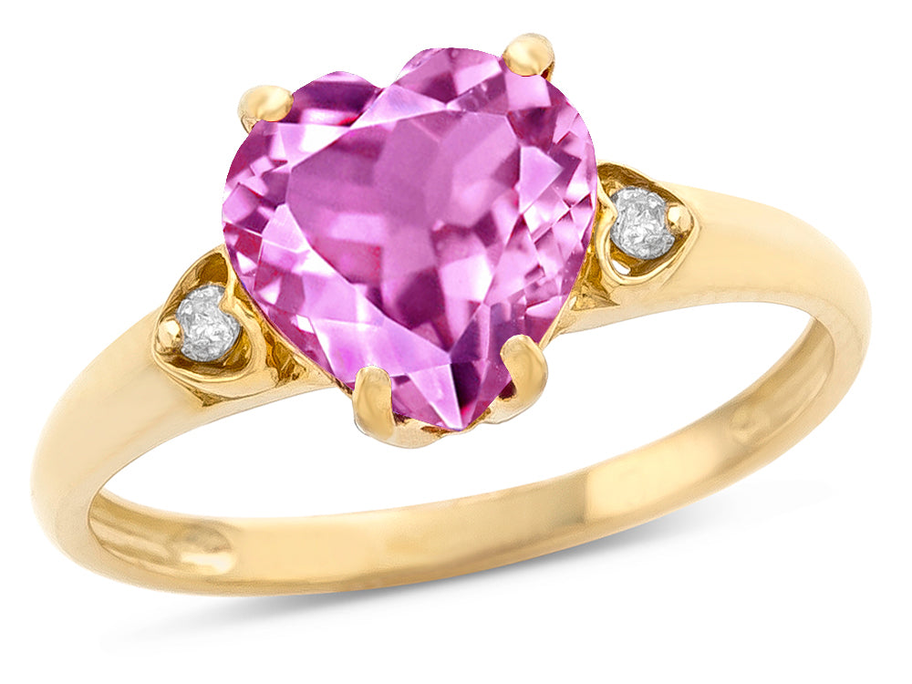 Star K Heart Shaped 8mm Created Pink Sapphire Engagement Promise Wedding Ring