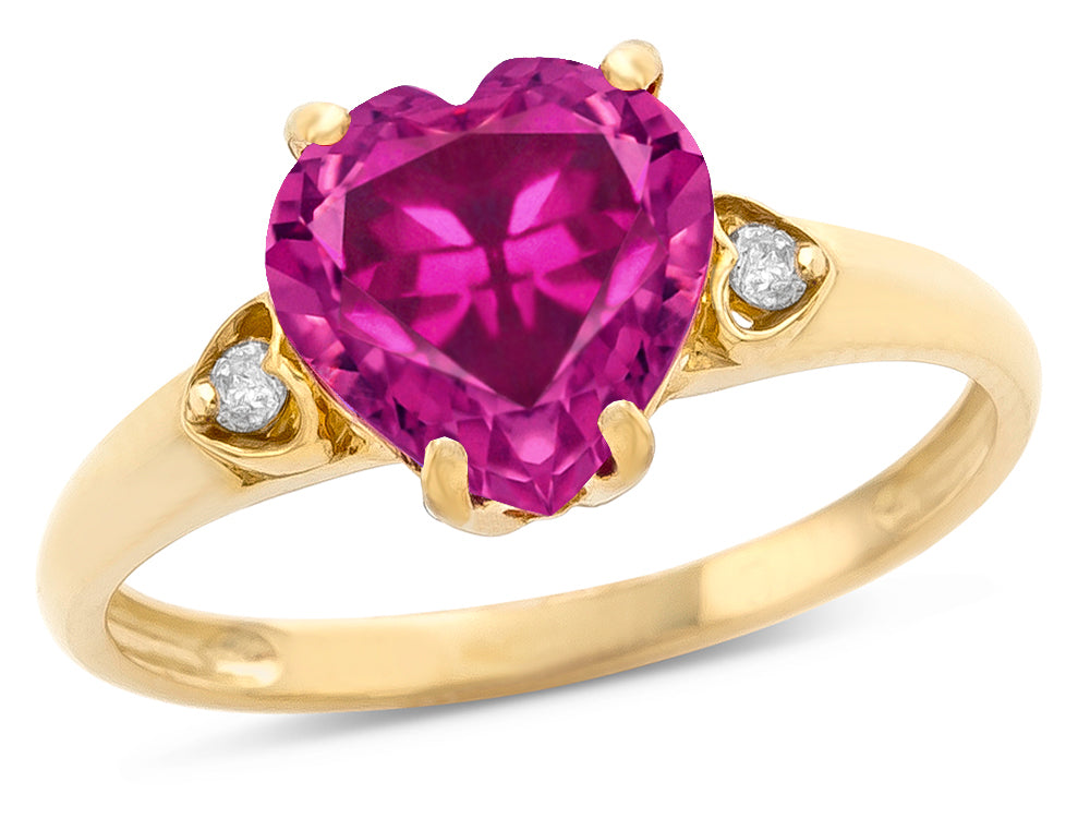 Star K Heart Shaped 8mm Simulated Pink Tourmaline Engagement Promise Wedding Ring