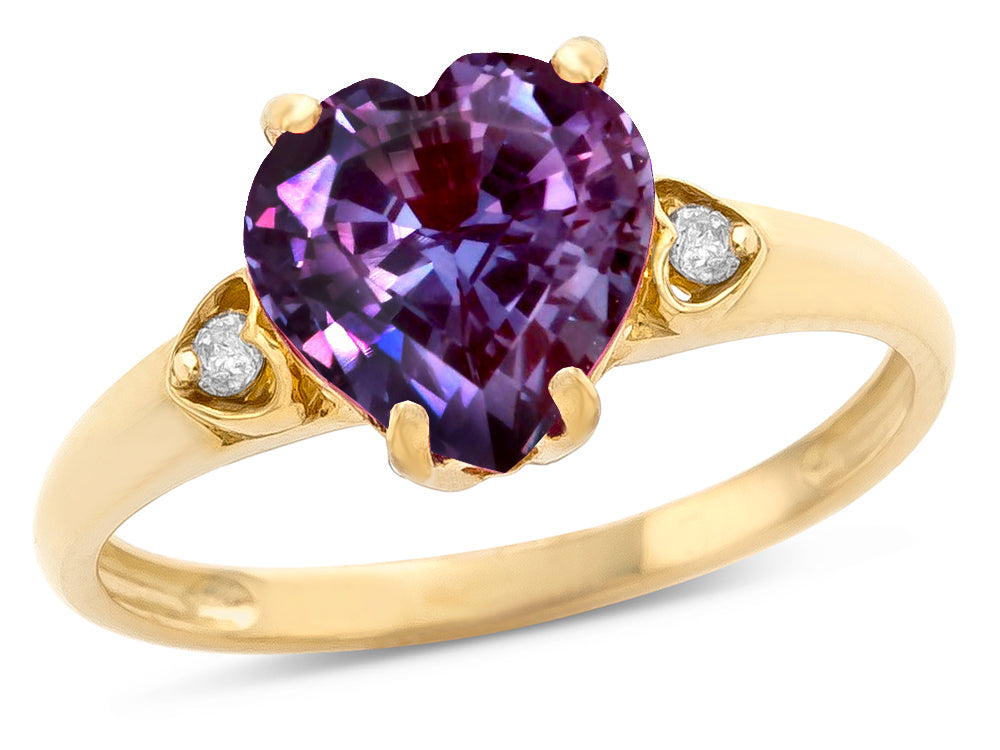 Star K Heart Shaped 8mm Simulated Alexandrite Engagement Promise Wedding Ring