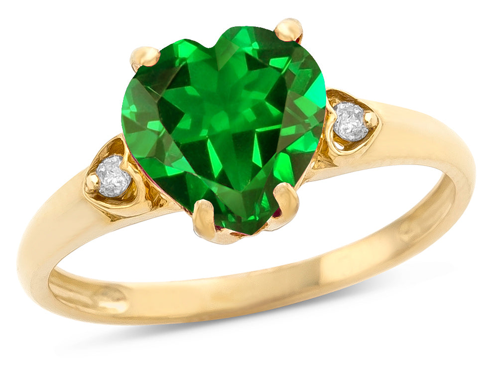 Star K Heart Shaped 8mm Simulated Emerald Engagement Promise Wedding Ring
