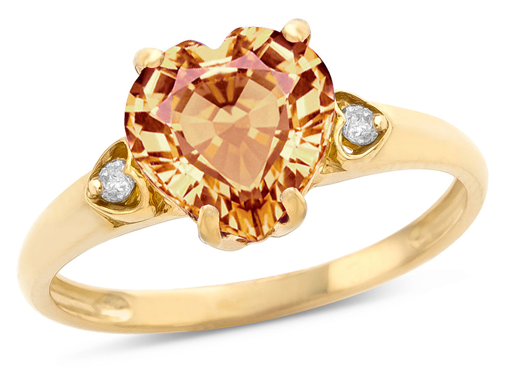 Star K Heart Shaped 8mm Simulated Imperial Yellow Topaz Engagement Promise Wedding Ring
