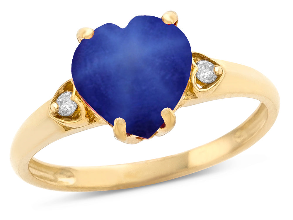 Star K Heart Shaped 8mm Created Star Sapphire Engagement Promise Wedding Ring