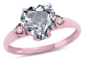 Star K Heart Shaped 8mm Genuine Aquamarine Engagement Promise Wedding Ring