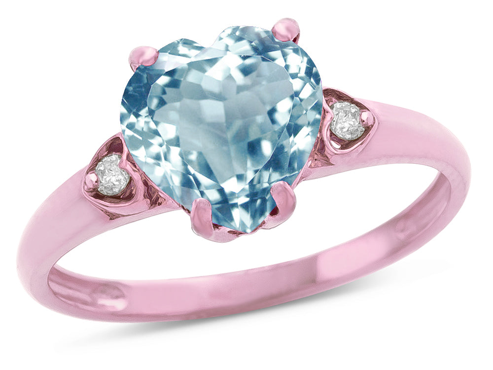 Star K Heart Shaped 8mm Genuine Sky Blue Topaz Engagement Promise Wedding Ring