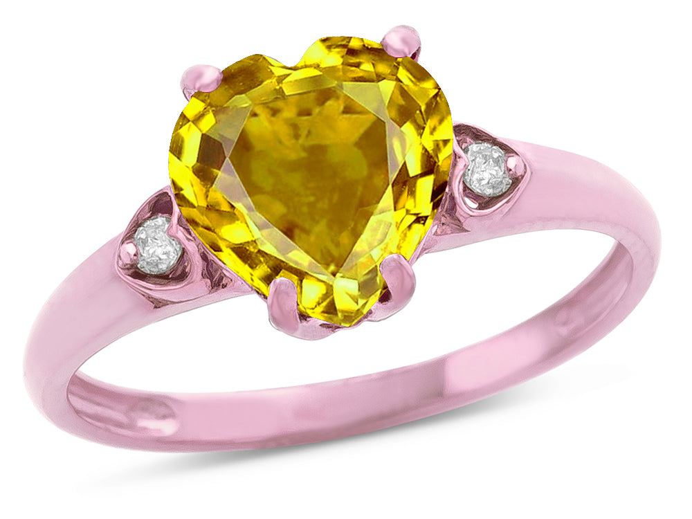 Star K Heart Shaped 8mm Genuine Citrine Engagement Promise Wedding Ring