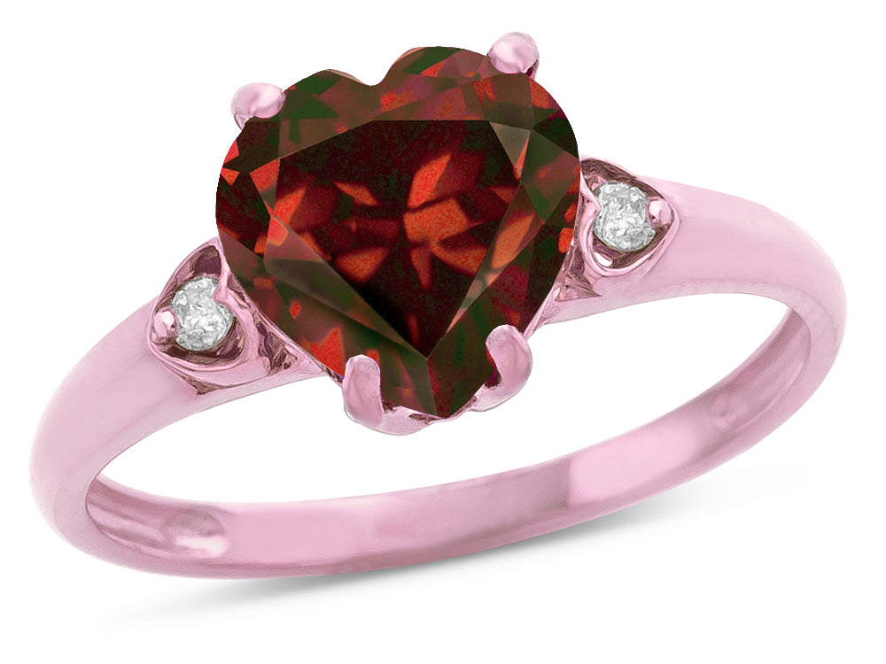 Star K Heart Shaped 8mm Genuine Garnet Engagement Promise Wedding Ring