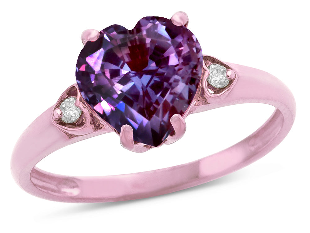 Star K Heart Shaped 8mm Simulated Alexandrite Engagement Promise Wedding Ring