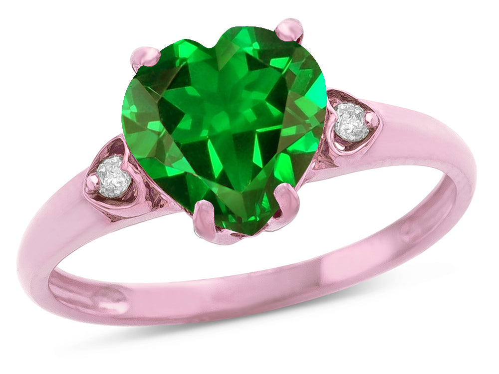 Star K Heart Shaped 8mm Simulated Emerald Engagement Promise Wedding Ring