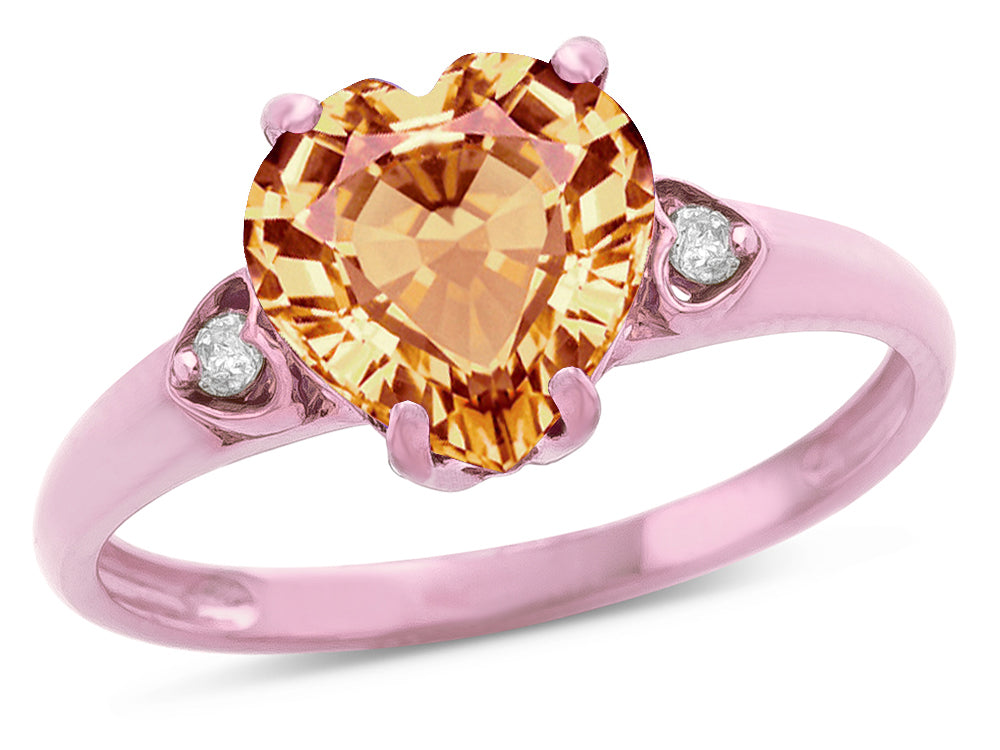 Star K Heart Shaped 8mm Simulated Imperial Yellow Topaz Engagement Promise Wedding Ring