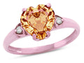 Star K Heart Shaped 8mm Simulated Imperial Yellow Topaz Engagement Promise Wedding Ring