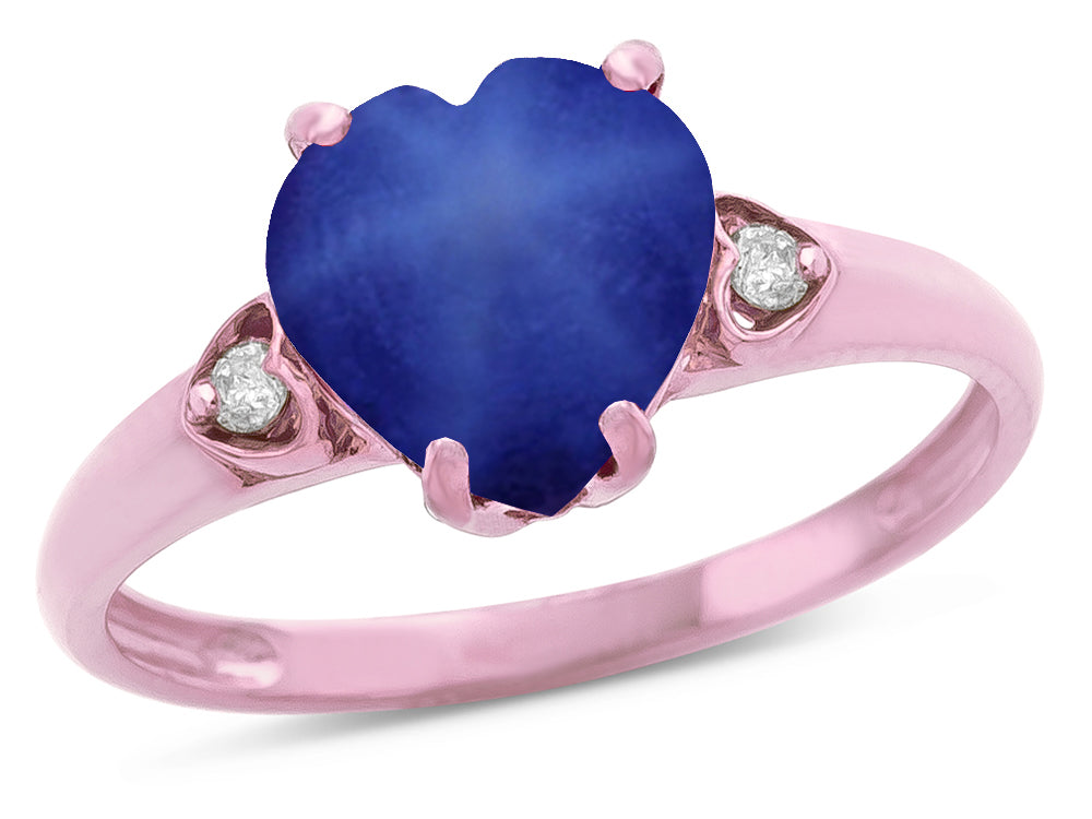 Star K Heart Shaped 8mm Created Star Sapphire Engagement Promise Wedding Ring
