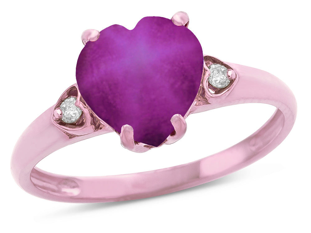 Star K Heart Shaped 8mm Created Star Ruby Engagement Promise Wedding Ring