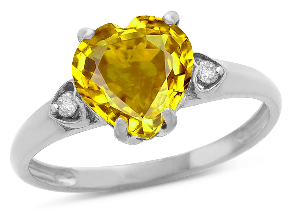 Star K Heart Shaped 8mm Genuine Citrine Engagement Promise Wedding Ring