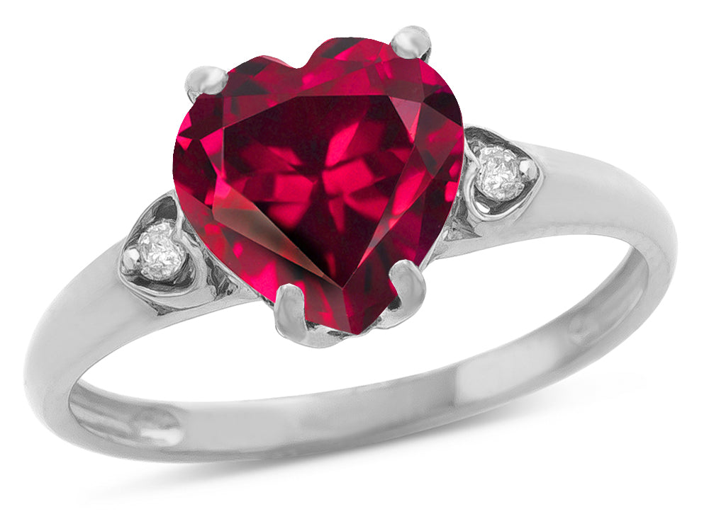 Star K Heart Shaped 8mm Created Ruby Engagement Promise Wedding Ring