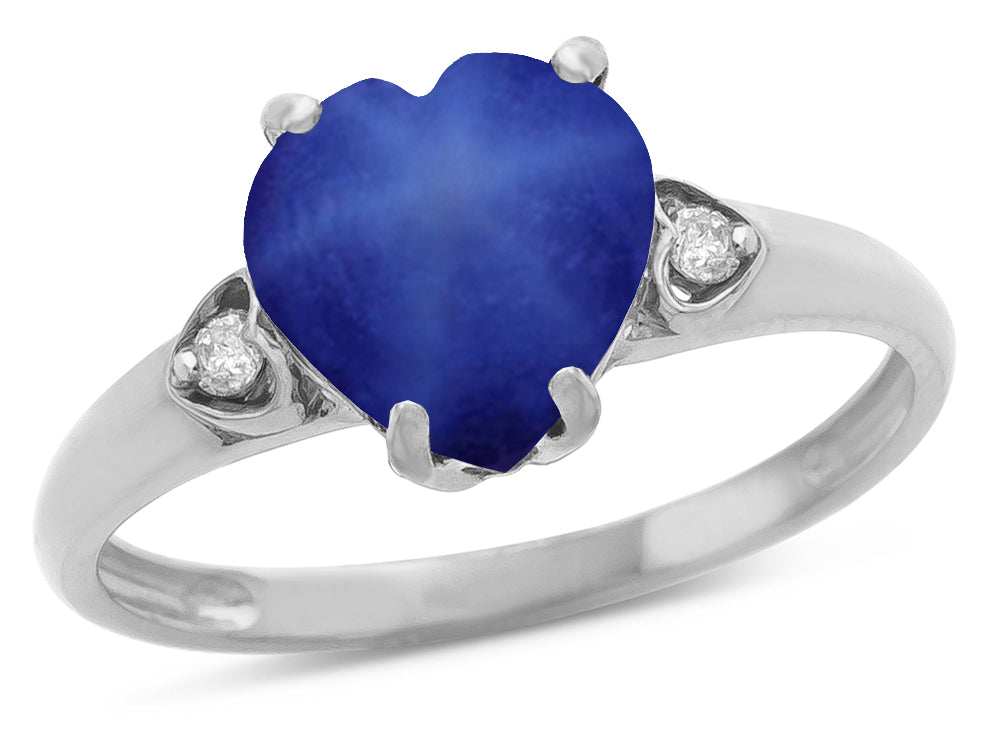 Star K Heart Shaped 8mm Created Star Sapphire Engagement Promise Wedding Ring