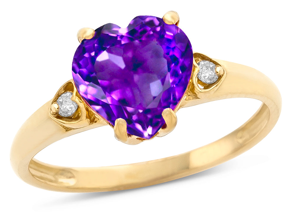 Star K Heart Shaped 8mm Genuine Amethyst Engagement Promise Wedding Ring